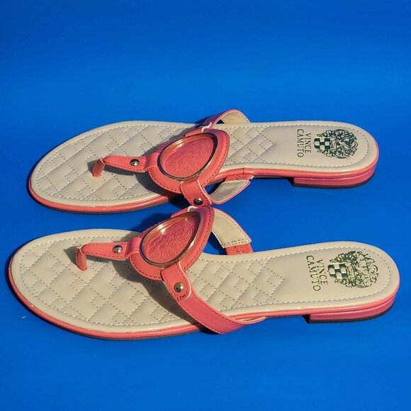 Vince Camuto Orange Women’s Braida Quilted Flat Thong Sandals - Picture 2 of 6